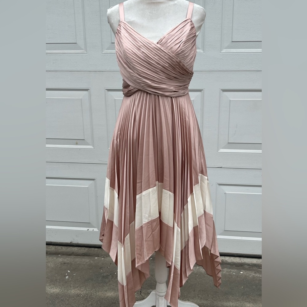 Women's BCBGMaxAzria pleated straps dress tan size 4